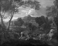 An Italian Landscape with the Baptism of Christ by Pieter Rijsbraeck