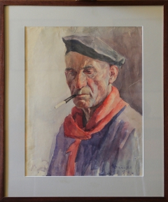 An old man with cigarette by Gevorg Avagyan