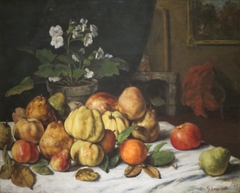 Apples, Pears and Primroses by Gustave Courbet