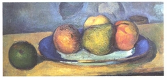 Assiette à bord bleu et fruits by Paul Cézanne