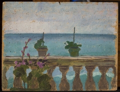 Balcony with flower pots by Jan Rembowski