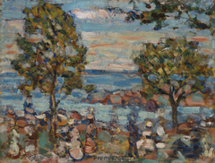 Beach Scene with Two Trees by Maurice Prendergast