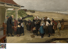 Brooduitdeling aan de weduwen en wezen te Katwijk by Félix Cogen