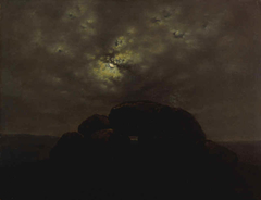 Burial mound by moonlight by Carl Gustav Carus