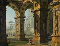 Capriccio with Elegant Figures by Antonio Joli