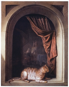 Cat on a Ledge by Gerrit Dou