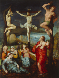 Christus aan het kruis met Maria, Johannes en Maria Magdalena by Anonymous