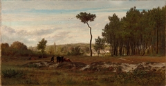 Cows and Cowherds in a Landscape by Émile Lambinet