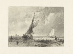 Enkele zeilschepen voor de kust by Abraham Hulk