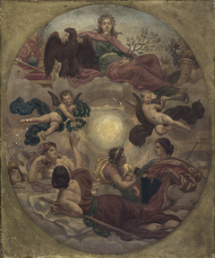 Esquisse pour le plafond du ministère des Finances : L'Empire couronnant les arts (Commande pour la décoration de l'antichambre des grands salons) by Victor-François-Eloi Biennourry