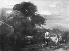 Evening Landscape with Wooded Rocks and Cattle by Nicolaes Pieterszoon Berchem