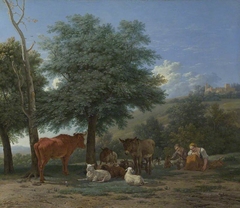 Farm Animals with a Boy and Herdswoman by Karel Dujardin