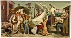 Farm Life (mural study?) by Unidentified