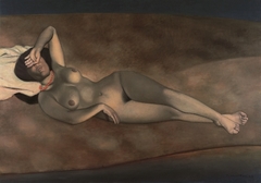 Femme nue couchée sur le sable by Félix Vallotton