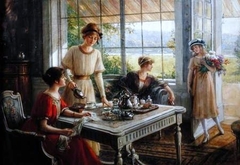 Femmes prenant le thé by Albert Lynch