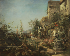 Flower garden in Weissenkirchen by Emil Jakob Schindler