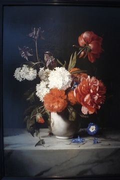 Flowers in a White Stone Vase by Dirck de Bray