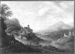 Flusslandschaft mit befestigter Stadt by Christian Georg Schütz