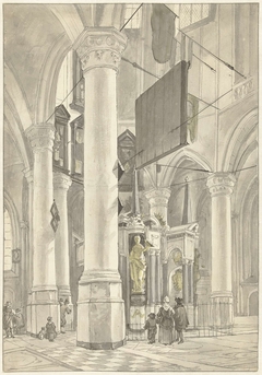 Gezicht in de Nieuwe kerk te Delft, met het grafmonument van Willem van Oranje by Wybrand Hendriks