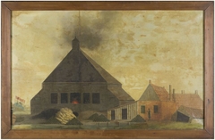 Gezicht op glasblazerij van familie V. Sloterdijck, te Makkum by anonymous painter