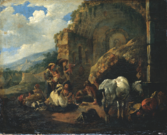 Gypsy Camp in a Roman Ruin by Johann Heinrich Roos