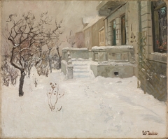 Havetrapp i sne by Frits Thaulow