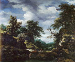 Hilly Wooded Landscape with Castle by Jacob van Ruisdael