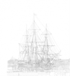 HMS Victory in No2 Dry Dock (cartoon) at Portsmouth's Royal Naval Dockyard by Matthew Grayson