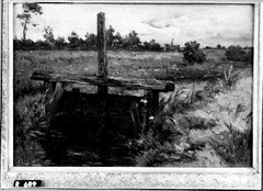 Houten sluis in weide by Johannes Hubertus Leonardus de Haas