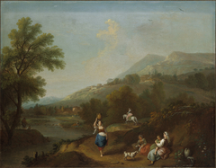 Idyllic River Landscape with Figures by Francesco Zuccarelli