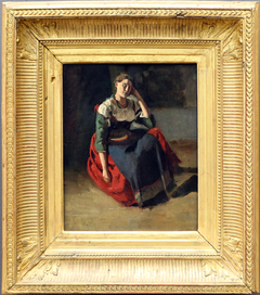 Italian sitting, leaning on her knee by Jean-Baptiste-Camille Corot