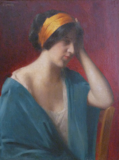 Jeune femme à la robe bleue by Marie-Augustin Zwiller