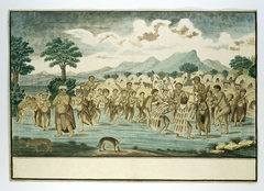 Khoikraal met dansers en muzikanten by Unknown Artist