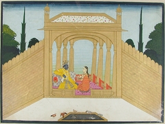 Krishna and Rukmini in a Garden Pavilion by anonymous painter