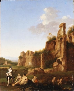 Landscape with Bathing Women by Johannes van Haensbergen