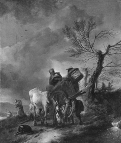 Landscape with peasants and a horse by Philips Wouwerman