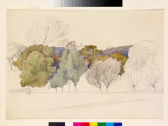 Landscape With Trees In The Middleground And Background.  (probably Norfolk) by Frederick Sandys