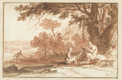 Landschap met de nimf Corsica en de satyr by Bartholomeus Breenbergh