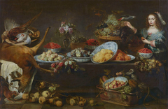 Large Still-life with a Lady and a Parrot by Frans Snyders