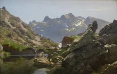 Le lac Merlat et la grande Lauzière. Massif de Belledonne by Édouard Brun