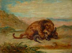 Lion et Crocodile by Eugène Delacroix