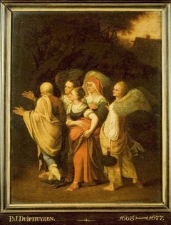 Lot and his Daughters being taken away by the Angels from the City of Sodom by Pieter Jacobsz Duyfhuysen