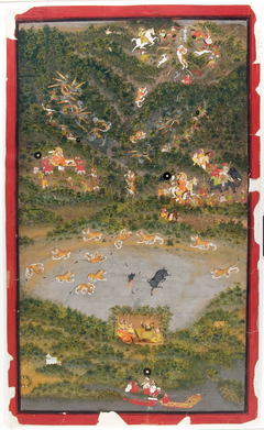 Maharana Jagat Singh II hunting tiger by Jiva