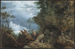 Mountainous Landscape with an Entrance to a Mine by Roelant Savery