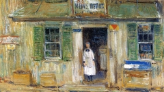 News Depot, Cos Cob by Childe Hassam