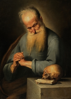 Old Man in Prayer Contemplating a Skull by Jacques des Rousseaux