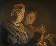 Old Woman And A Boy By Candlelight by Matthias Stom