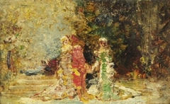 Park scene by Adolphe Joseph Thomas Monticelli