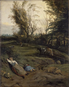 Pasture with two sleeping shepherdesses by Jan Siberechts