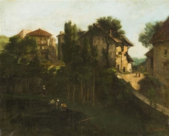 Paysage aux lavandières by Gustave Courbet